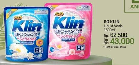 Promo Harga So Klin Biomatic Liquid Detergent Front Load, Top Load 1600 ml - LotteMart