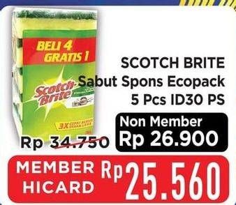 Promo Harga 3m Scotch Brite Sabut Spon Ecopack ID-30P5 5 pcs - Hypermart