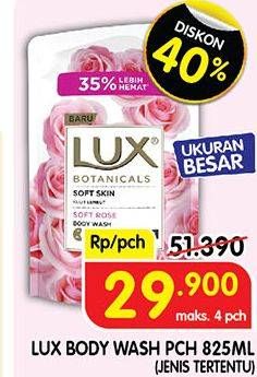 Promo Harga LUX Botanicals Body Wash Soft Rose 825 ml - Superindo