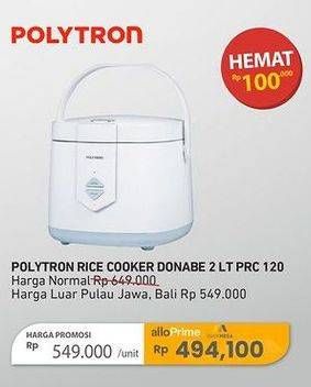 Promo Harga Polytron PRC-1201Y Rice Cooker Donabe 2 Liter  - Carrefour