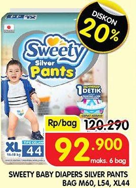 Promo Harga Sweety Silver Pants XL44, L54, M60 44 pcs - Superindo