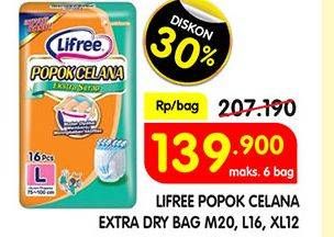 Promo Harga Lifree Popok Celana Ekstra Serap XL12, L16, M20 12 pcs - Superindo