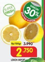 Lemon Import per 100 gr Diskon 31%, Harga Promo Rp2.750, Harga Normal Rp3.990, Ekstra Kupon