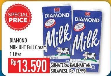 Promo Harga DIAMOND Milk UHT Full Cream 1 ltr - Hypermart