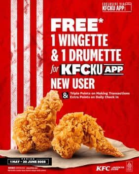 Promo Harga Free 1 Wingette & 1 Drumette  - KFC