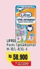 Promo Harga Lifree Popok Celana Tipis & Nyaman Bergerak L8, M10, XL6 6 pcs - Alfamart