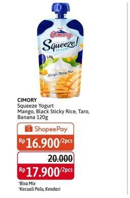 Promo Harga CIMORY Squeeze Yogurt Black Sticky Rice, Cavendish Banana, Mango Sticky Rice, Purple Taro 120 ml - Alfamidi