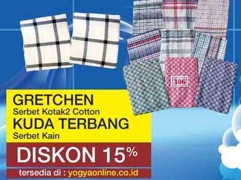 Promo Harga GRETCHEN Serbet Kotak2 Cotton / KUDA TERBANG Serbet Kain  - Yogya