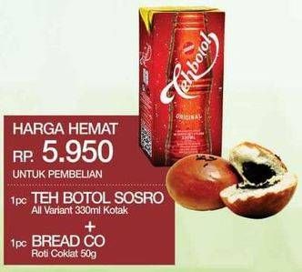 Promo Harga Teh Botol Sosro Kotak + Bread Co Roti Coklat  - Yogya