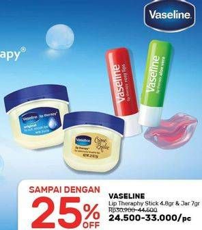 Promo Harga VASELINE Lip Therapy Stick 4.8 g & Jar 7 g  - Guardian