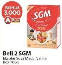 Promo Harga SGM Eksplor Soya 1-5 Susu Pertumbuhan Madu, Vanila 700 gr - Alfamart