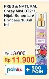 Promo Harga Fres & Natural Hijab Refresh/Fres & Natural Fragrance Mist BT21   - Indomaret