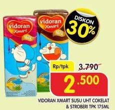 Promo Harga VIDORAN Xmart UHT Coklat, Strawberry 175 ml - Superindo