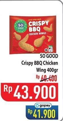 Promo Harga SO GOOD Crispy BBQ Chicken Wings 400 gr - Hypermart