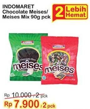 Promo Harga INDOMARET Meises Chocolate, Mix per 2 bungkus 90 gr - Indomaret