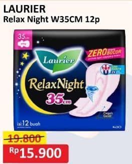 Promo Harga Laurier Relax Night 35cm 12 pcs - Alfamart