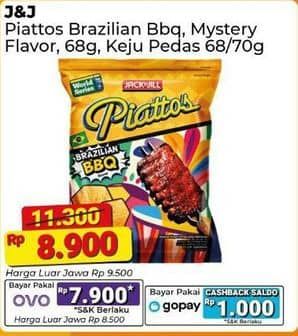 Promo Harga Piattos Snack Kentang Brazilian BBQ, Keju Pedas Korea, Mystery 68 gr - Alfamart