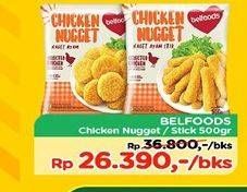 Promo Harga BELFOODS Nugget Chicken Nugget Stick, Chicken Nugget 500 gr - TIP TOP