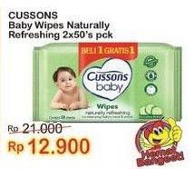 Promo Harga Cussons Baby Wipes Naturally Refreshing 50 sheet - Indomaret