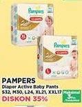 Promo Harga PAMPERS Premium Care Active Baby Pants S32, M30, L24, XL21, XXL17  - Yogya