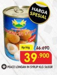 Promo Harga CAP BURUNG PEACE Longan in Syrup 565 gr - Superindo