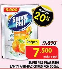 Promo Harga Super Pell Pembersih Lantai Anti Bac Citrus 500 ml - Superindo