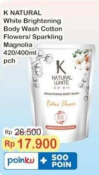 Promo Harga K Natural White Body Wash Cotton Flower, Sparkling Magnolia 450 ml - Indomaret