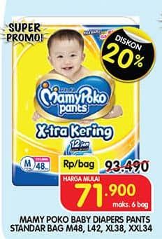 Promo Harga Mamy Poko Pants Xtra Kering M48, L42, XL38, XXL34 34 pcs - Superindo