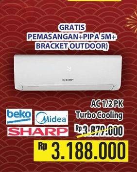 Promo Harga BEKO/MIDEA/SHARP AC 1/2 PK  - Hypermart