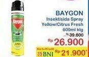 Promo Harga BAYGON Insektisida Spray Citrus Fresh, Yellow Fresh Scent 600 ml - Indomaret