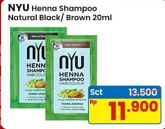 Promo Harga NYU Henna Shampoo Hair Colour Black, Brown 20 ml - Indomaret