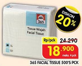 Promo Harga 365 Facial Tissue 500 sheet - Superindo