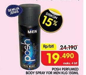 Promo Harga Posh Men Perfumed Body Spray All Variants 150 ml - Superindo