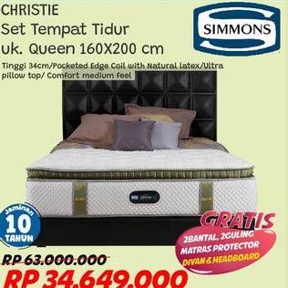 Promo Harga SIMMONS Christie Bed Set Queen 160x200cm  - Courts