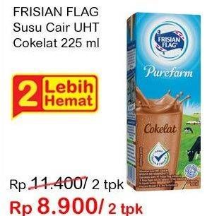 Promo Harga FRISIAN FLAG Susu UHT Purefarm Swiss Chocolate per 2 box 225 ml - Indomaret