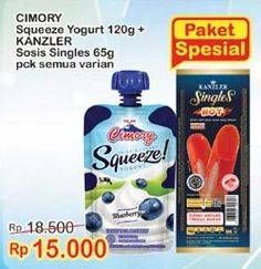 Promo Harga Cimory Squeeze Yogurt + Kanzler Sosis  - Indomaret