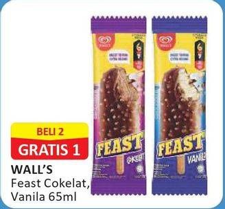 Promo Harga WALLS Feast Chocolate, Vanilla 65 ml - Alfamart