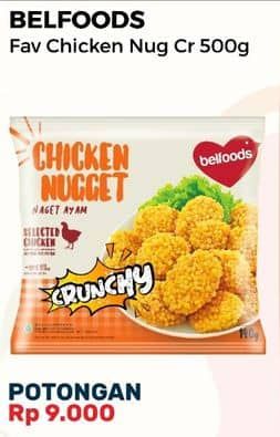 Promo Harga Belfoods Nugget Chicken Nugget Crunchy 500 gr - Alfamart