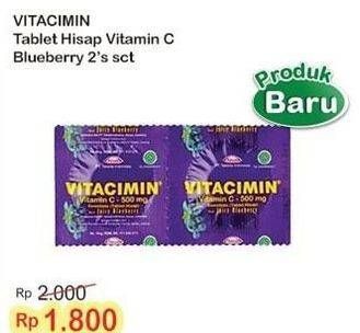 Promo Harga Vitacimin Vitamin C - 500mg Sweetlets (Tablet Hisap) Juicy Blueberry 2 pcs - Indomaret