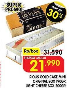 Promo Harga Rious Gold Cake Original Mini, Light Cheese 200 gr - Superindo