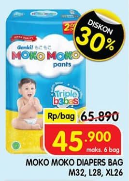 Promo Harga Genki Moko Moko Pants XL26+2, M32+2, L28+2 28 pcs - Superindo