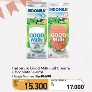 Harga Indomilk Susu UHT Full Cream Plain, Cokelat 950 ml di Carrefour