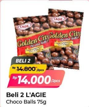 Promo Harga Lagie Golden City Chocolate Balls 75 gr - Alfamart