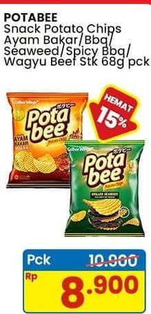 Promo Harga Potabee Snack Potato Chips Ayam Bakar, Spicy BBQ, BBQ Beef, Wagyu Beef Steak 68 gr - Indomaret