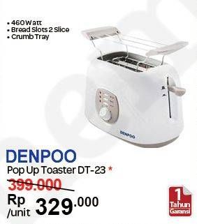 Promo Harga DENPOO DT-023D | Pop Up Toaster 460 Watt  - Carrefour