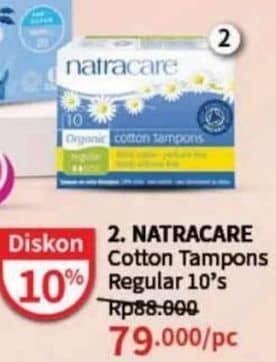 Promo Harga Natracare Cotton Tampons Regular NonApplicator 10 pcs - Guardian