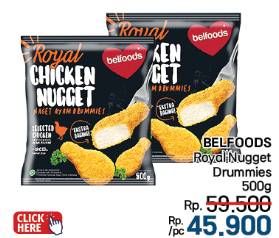 Promo Harga Belfoods Royal Nugget Chicken Nugget Drummies 500 gr - LotteMart