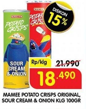 Promo Harga Mamee Potato Crisps Original, Sour Cream Onion 100 gr - Superindo