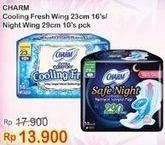 Promo Harga CHARM Cooling Fresh Wing 23cm 16pcs, Night Wing 29cm 10pcs  - Indomaret