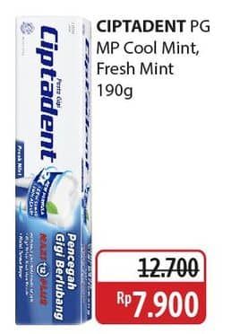 Promo Harga Ciptadent Pasta Gigi Maxi 12 Plus Cool Mint, Fresh Mint 190 gr - Alfamidi